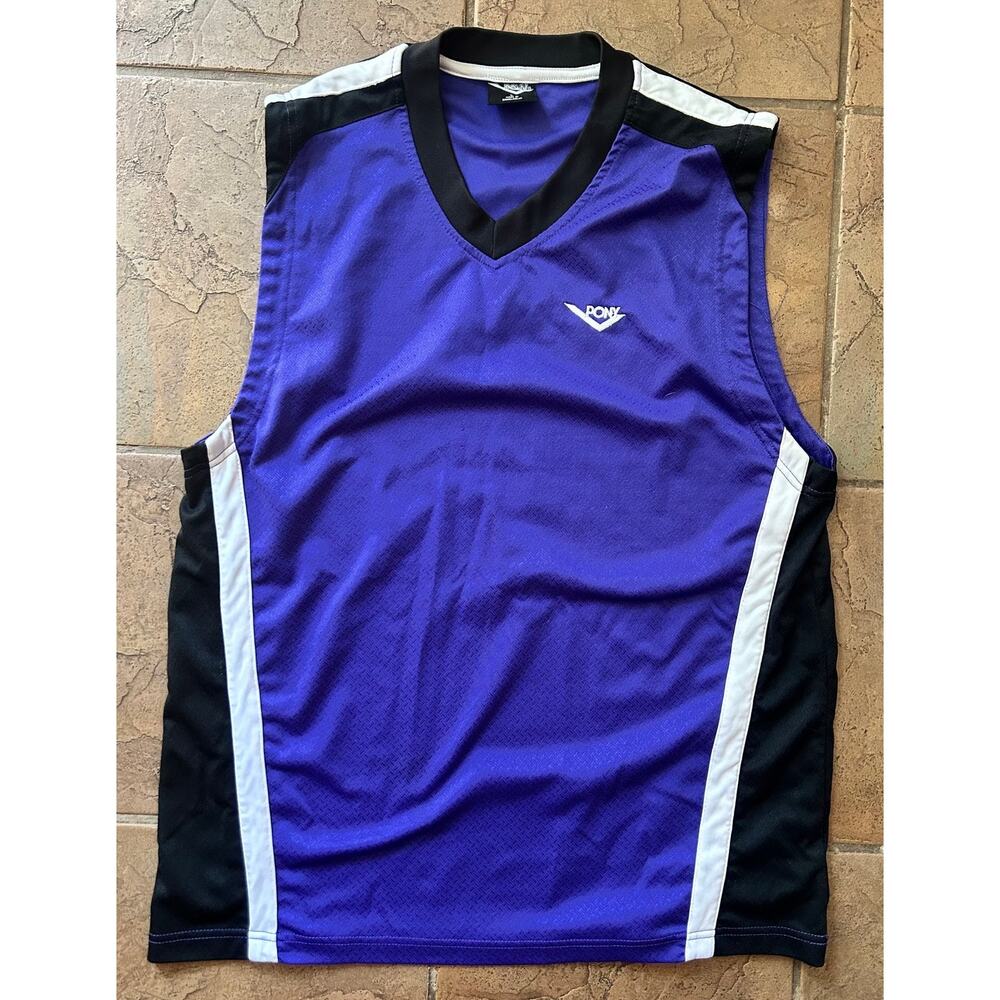 Vintage Pony Basketball Jersey Mens Large Purple Sleeveless Y2K Athletic Top
